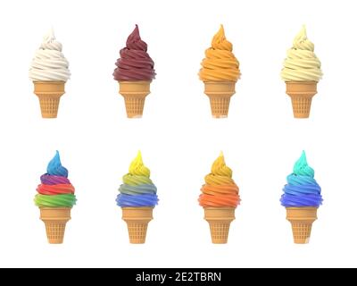 Set aus Eiscreme in Waffelkonen Stockfoto