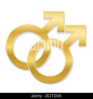 Gay Liebe Symbol, goldenes Emblem Stil - Logo-Illustration auf weißem Hintergrund. Stockfoto