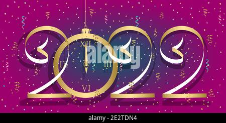 Frohes neues Jahr 2022. Grußkarte. Vektorgrafik. Stock Vektor