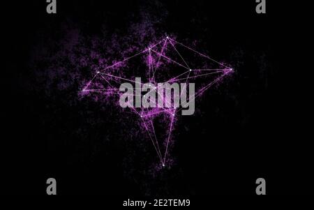 Abstraktes Raumsternzeichen verbundene Sterne am Nachthimmel 3D Darstellung rendern Stockfoto