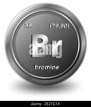 Brom chemisches Element. Chemisches Symbol mit Ordnungszahl und atomarer Masse. Abbildung Stock Vektor