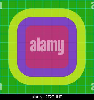 Ein abstraktes neongrünes und violettes Rasterfeld-Hintergrundbild. Stock Vektor