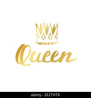 Queen-Print im einfachen handgezeichneten Doodle-Stil. Trendige Inschrift, handgeschriebener Slogan. Girly Lettering Design für T-Shirt Prints, Handyhüllen, Tassen oder Stock Vektor