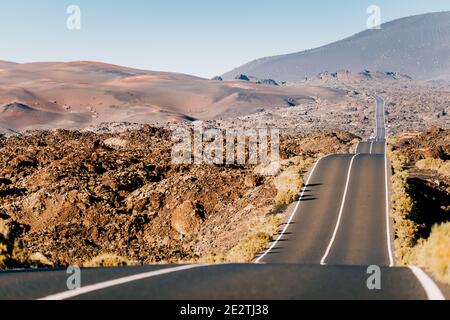 Panoramastraße in Timanfaya, Lanzarote. Vulkanlandschaft Kanarische Inseln Stockfoto