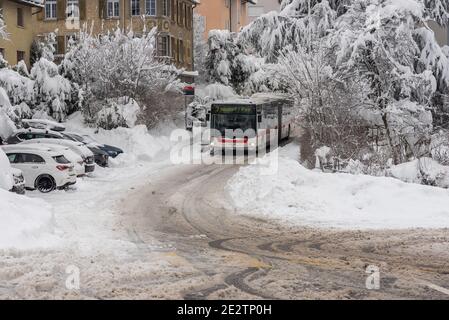 Sankt Gallen, Schweiz - 15. Januar 2021: VBSG-Bus Stockfoto