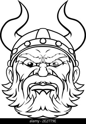 Viking Krieger Barbarian Maskottchen Cartoon Gesicht Stock Vektor