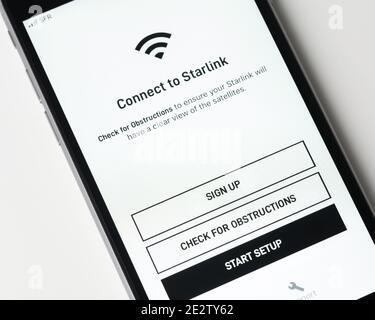 Starlink-App auf dem Apple iPhone-Bildschirm Stockfoto