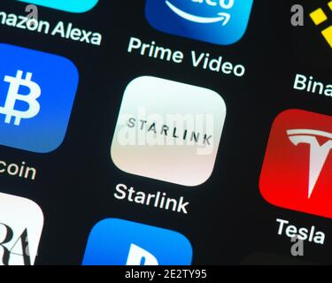 Starlink App-Symbol auf dem Apple iPhone-Bildschirm Stockfoto