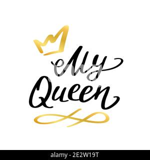 Queen-Print im einfachen handgezeichneten Doodle-Stil. Trendige Inschrift, handgeschriebener Slogan. Girly Lettering Design für T-Shirt Prints, Handyhüllen, Tassen oder Stock Vektor