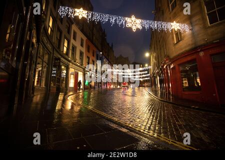 Edinburgh, Großbritannien. Januar 2021. Edinburgh. Gesamtansicht der Victoria St, Edinburgh. Quelle: Pako Mera/Alamy Live News Stockfoto