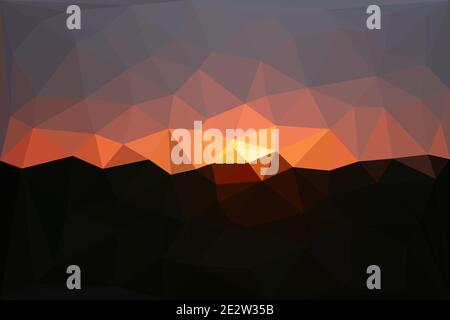 Abstrakter polygonaler Sonnenuntergang Hintergrund. Geometrisches grafisches Designelement. Zerknittertes Papier Origami. Moderne Visitenkarte, Broschüreneinband, Tapete. Stock Vektor