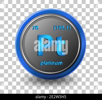 Platin-chemisches Element. Chemisches Symbol mit Ordnungszahl und atomarer Masse. Abbildung Stock Vektor