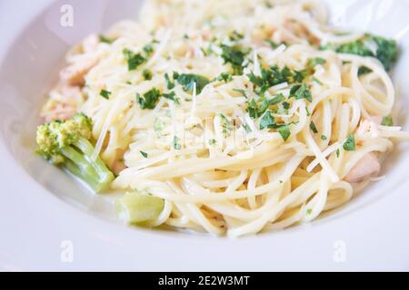 Mac- und Käsegerichte. Pasta-Abendessen Stockfoto