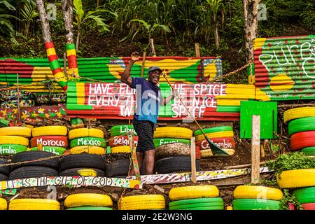 Charlies Bar in Grand Mal, Grenada Stockfoto