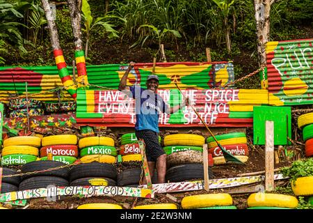 Charlies Bar in Grand Mal, Grenada Stockfoto