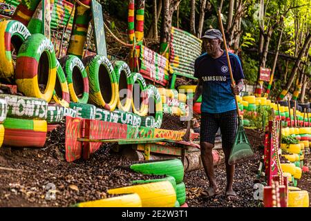 Charlies Bar in Grand Mal, Grenada Stockfoto