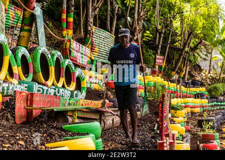 Charlies Bar in Grand Mal, Grenada Stockfoto