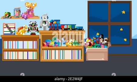 Wohnzimmer mit Möbeln in blau Thema Illustration Stock Vektor