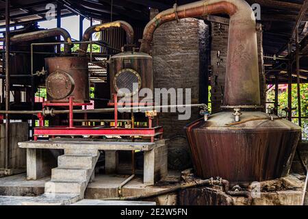 Antoine Flüsse Rum Distillery, Saint Patrick, Grenada Stockfoto