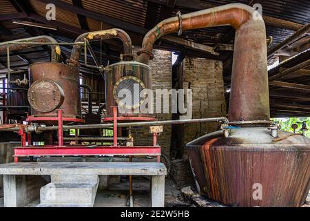 Antoine Flüsse Rum Distillery, Saint Patrick, Grenada Stockfoto