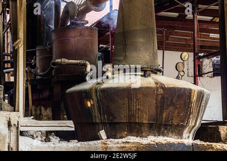 Antoine Flüsse Rum Distillery, Saint Patrick, Grenada Stockfoto