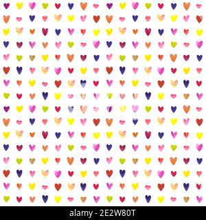 Aquarell buntes Muster. Herzen. Valentinstag. Ich liebe dich Stockfoto