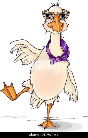Vector Illustration. lustige niedlichen vogel gans ruhen Stock Vektor
