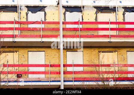 Nahaufnahme des Gerüsts eines Gebäudes im Bau Stockfoto