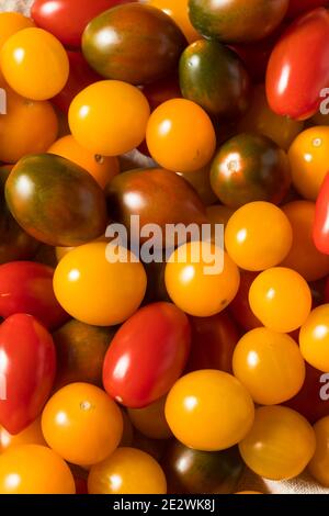 Raw Organic Heirloom Tomaten in eine Schüssel geben. Stockfoto