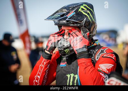 Yanbu und Jeddah, in Saudi-Arabien. Januar 2021. Brabec Jan (cze), KTM, Strojrent Racing, Moto, Bike, Portrait während der 12. Etappe der Dakar 2021 zwischen Yanbu und Jeddah, in Saudi-Arabien am 15. Januar 2021 - Foto Antonin Vincent / DPPI / LiveMedia Credit: Paola Benini/Alamy Live News Stockfoto