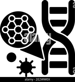 DNA-Struktur schwarzes Glyphen-Symbol Stock Vektor