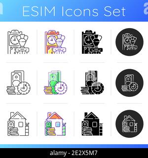 Pawnbrokery Symbole gesetzt Stock Vektor