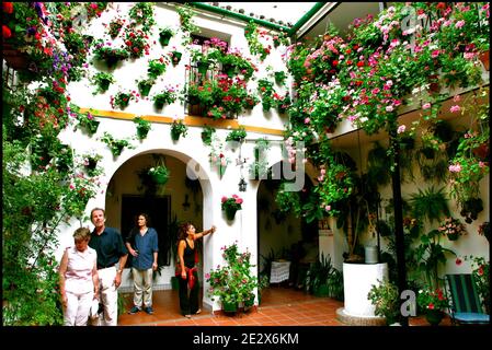 'Patio' im Bild in Cordoba, Spanien am 2009. Mai. Jeden Monat Mai in Cordoba (Spanien), seit 1918, ist es möglich, das einzigartige "Festival" von Gärten und Blumen namens "Fiesta de los Patios Cordobeses" zu bewundern. Jedes Jahr konkurrieren mehr als 50 Gärten, oder "Patios", für den ersten Platz und die Ehre, den schönsten Garten in Cordoba anerkannt werden. Dieses Jahr findet die Veranstaltung zwischen dem 5. Und 16. Mai statt. Foto von Almagro/ABACAPRESS.COM Stockfoto