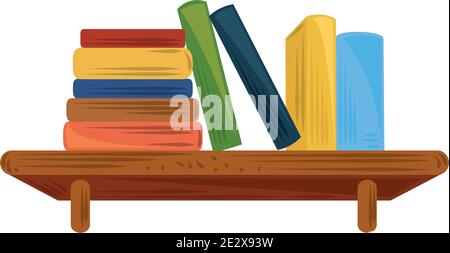 Bücher im Regal gestapelt lernen akademische und Bildung Vektor Abbildung Stock Vektor