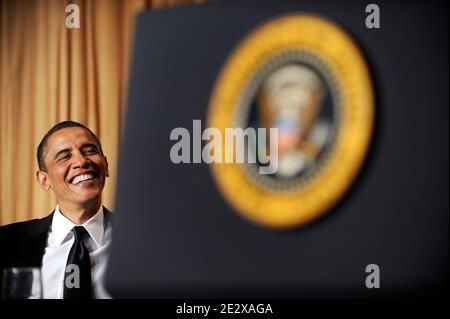 US-Präsident Barack Obama lächelt während des Essens der Korrespondenten-Vereinigung des Weißen Hauses im Washington Hilton in Washington, DC, USA am 01 2010. Mai.(Bild: Barack Obama) Foto von Olivier Douliery/ABACAPRESS.COM Stockfoto