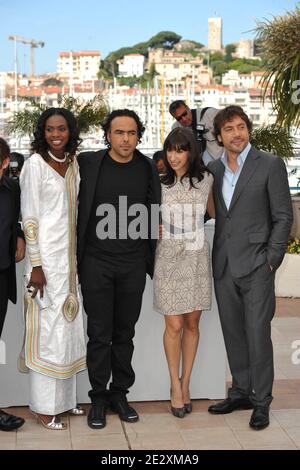 (L-R) Diaryatou Daff, Regisseur Alejandro Gonzalez Inarritu, Maricel Alvarez und Javier Bardem bei der Fotocolumn für "die Biutiful" während der 63. Filmfestspiele von Cannes in Cannes, Südfrankreich am 17. Mai 2010. Foto von Hahn-Nebinger-Orban/ABACAPRESS.COM Stockfoto