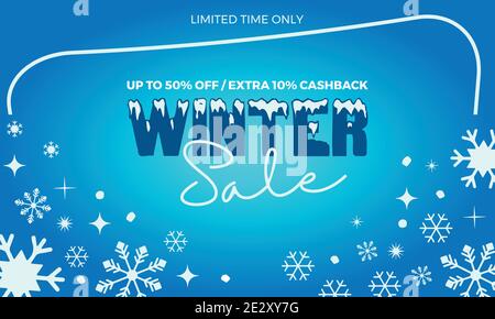 Winter Verkauf Banner Illustration, Schneeflocken auf abstrakten blauen Muster Hintergrund Stock Vektor