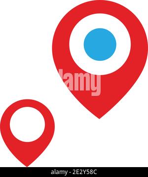 Kartenpunktposition Pin-Vektor-Symbol für Mapping und Satellit Zuweisung Stock Vektor