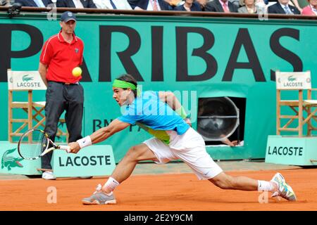 Rafael Nadal während des Finalmatches der Männer zwischen Rafael Nadal aus Spanien und Robin Söderling aus Schweden am 15. Tag der French Open bei Roland Garros am 6. Juni 2010 in Paris, Frankreich. Foto von Stephane Reix/ABACAPRESS.COM Stockfoto