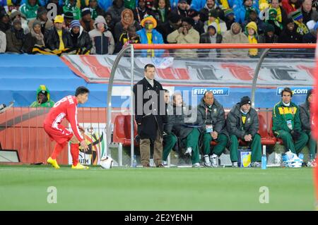 Brasiliens Trainer Carlos Dunga während der FIFA Fußball-Weltmeisterschaft Südafrika 2010, Gruppe G, Brasilien gegen Korea DPR im Ellis Park Fußballstadion in Johannesburg, Südafrika am 15. Juni 2010. Brasilien gewann 2:1. Foto von Henri Szwarc/ABACAPRESS.COM Stockfoto