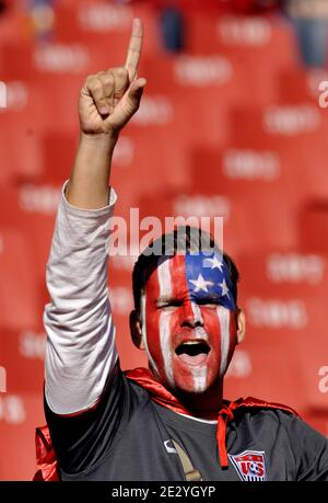 US-Fan beim Fußballspiel der FIFA Fußball-Weltmeisterschaft 2010, Gruppe C, Slowenien gegen USA im Ellis Park Stadium, in Johannesburg, Südafrika am 18. Juni 2010. Das Spiel endete in einem Unentschieden von 2-2. Foto von Christophe Guibbaud/Cameleon/ABACAPRESS.COM Stockfoto