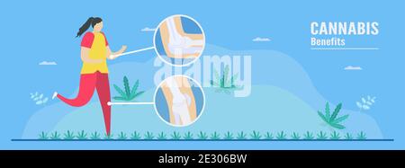 Nutzen von Cannabis. Diese Sache kann eine gute Gesundheit wie Körper Gelenke machen. Vektorgrafik im flachen Stil. Stock Vektor