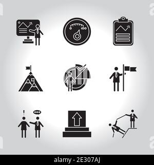 Bündel von zehn Business People Coaching und neun Silhouetten Stil Symbole Stock Vektor