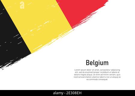 Grunge gestylt Pinsel Schlaganfall Hintergrund mit Flagge von Belgien. Vorlage für Banner oder Poster. Stock Vektor