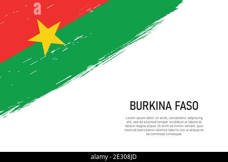 Grunge gestylt Pinsel Schlaganfall Hintergrund mit Flagge von Burkina Faso. Vorlage für Banner oder Poster. Stock Vektor
