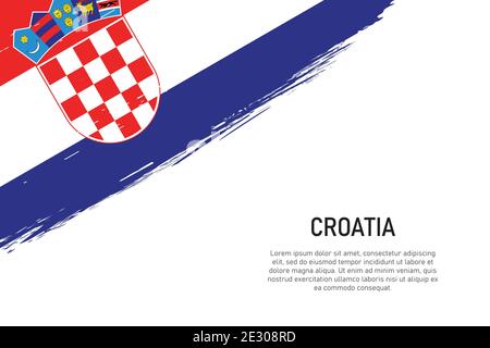 Grunge gestylt Pinsel Schlaganfall Hintergrund mit Flagge von Kroatien. Vorlage für Banner oder Poster. Stock Vektor