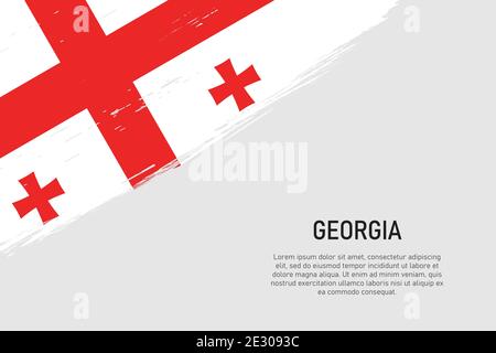 Grunge gestylt Pinsel Schlaganfall Hintergrund mit Flagge von Georgien. Vorlage für Banner oder Poster. Stock Vektor