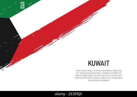 Grunge gestylt Pinsel Schlaganfall Hintergrund mit Flagge von Kuwait. Vorlage für Banner oder Poster. Stock Vektor