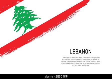 Grunge gestylt Pinsel Schlaganfall Hintergrund mit Flagge des Libanon. Vorlage für Banner oder Poster. Stock Vektor