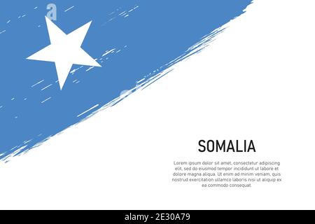 Grunge gestylt Pinsel Schlaganfall Hintergrund mit Flagge von Somalia. Vorlage für Banner oder Poster. Stock Vektor